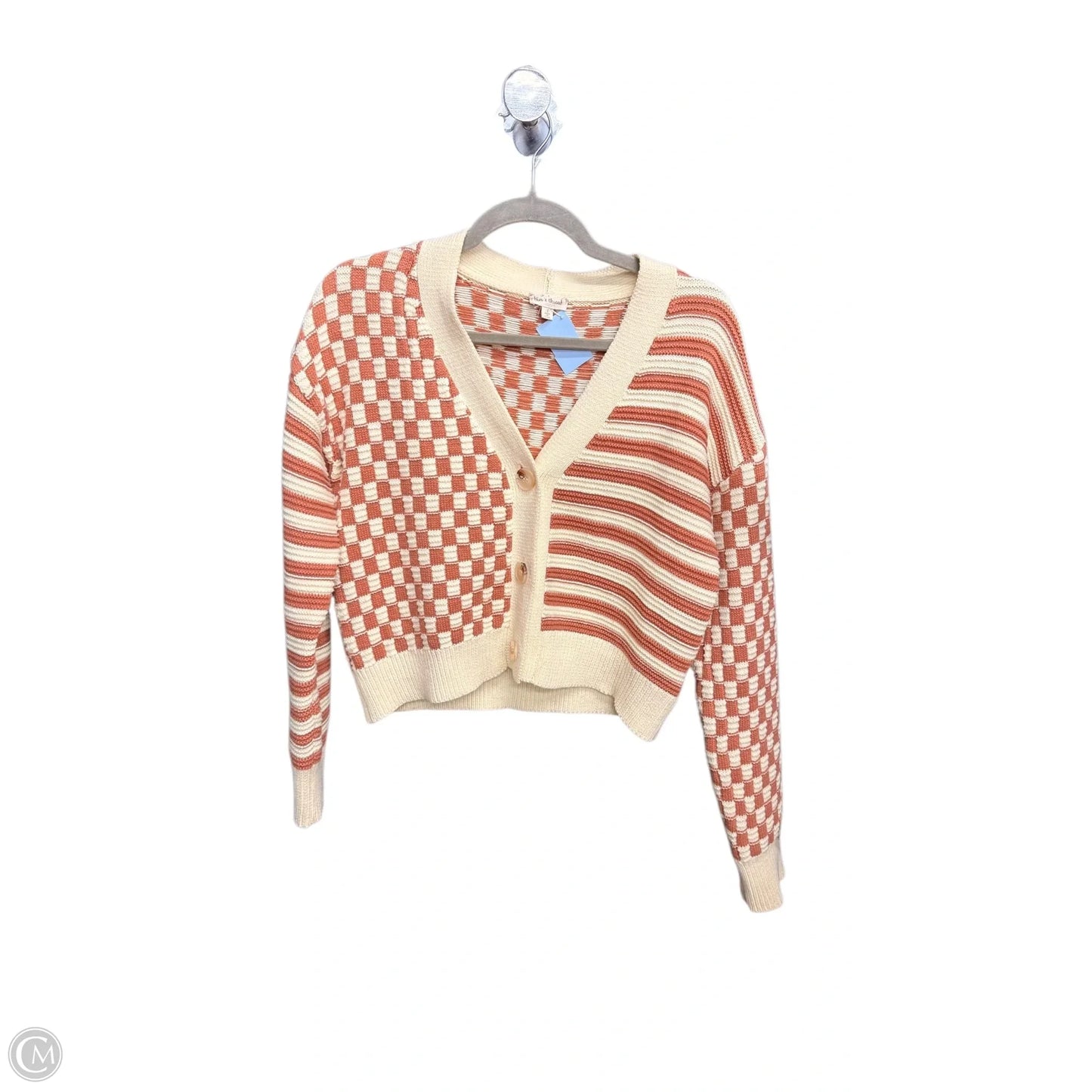 Sweater Cardigan By Hem & Thread In Checkered Pattern, Size: S