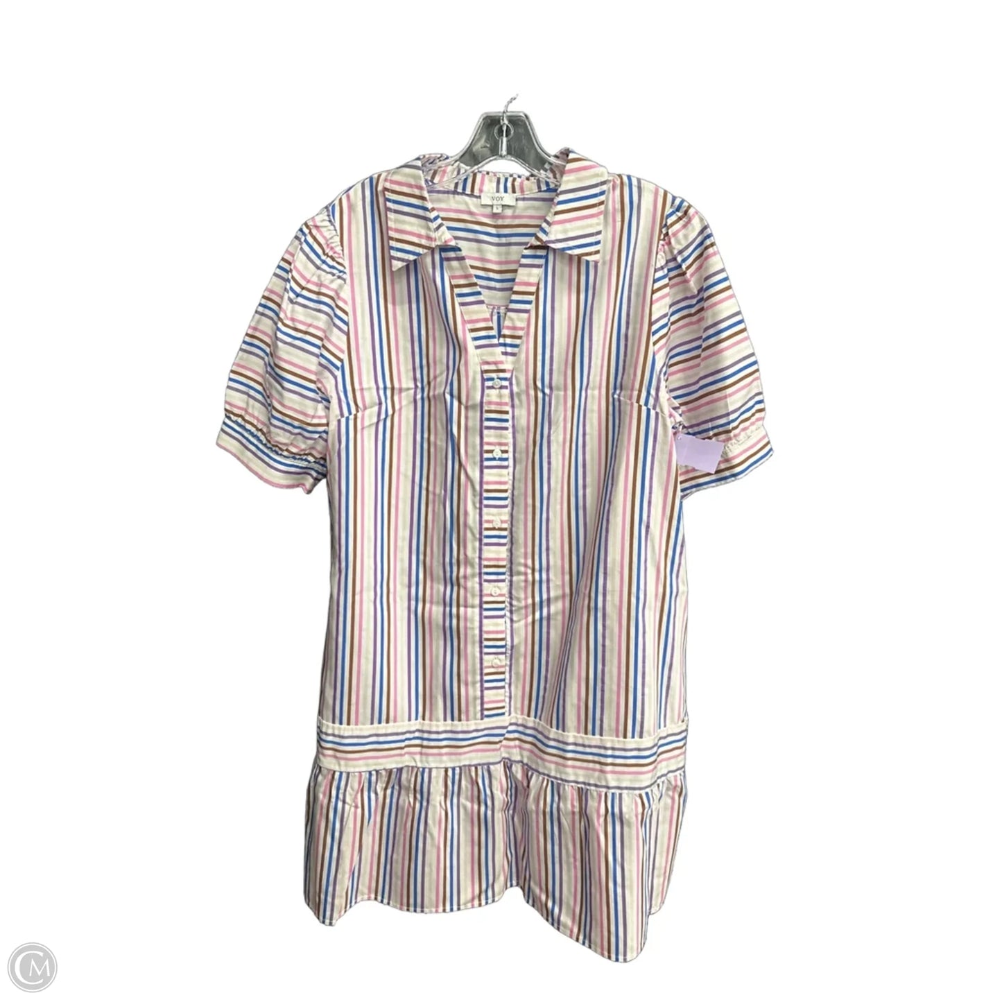 Dress Casual Midi By Voy In Striped Pattern, Size: L