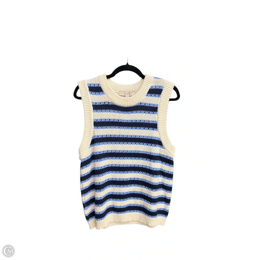Vest Sweater By Loft In Blue & White, Size: L