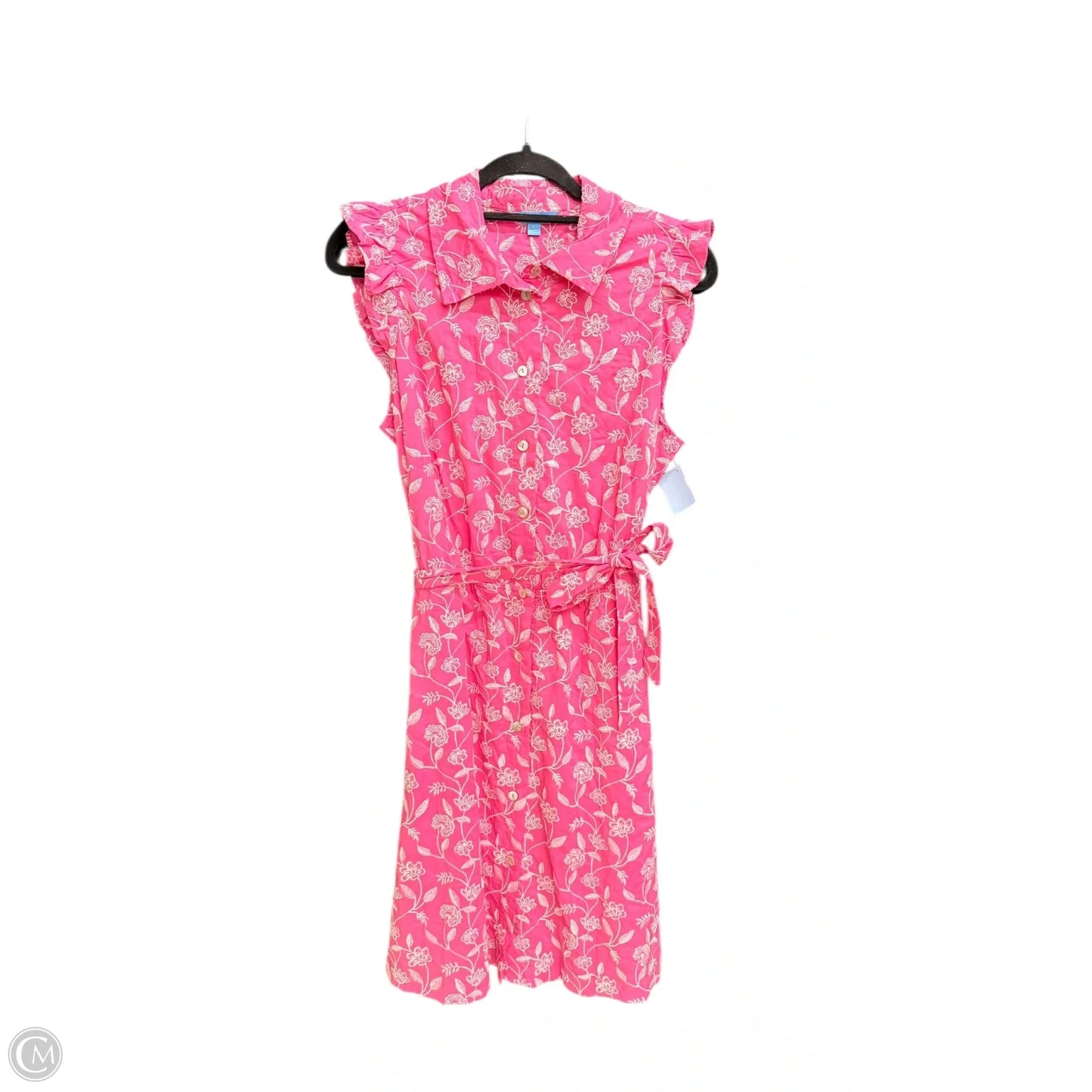 Dress Casual Midi By Draper James In Pink & White, Size: L