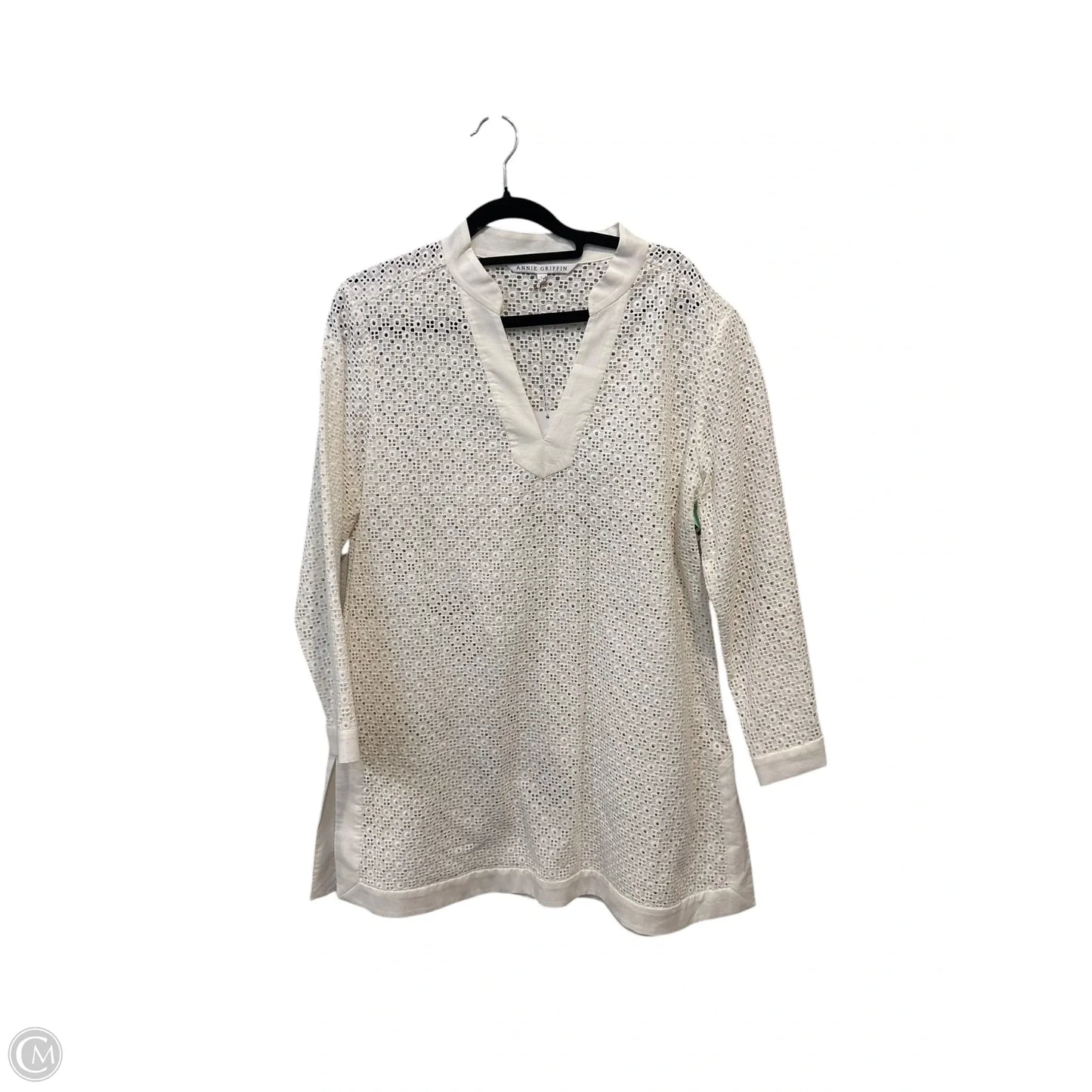 Tunic Long Sleeve By Clothes Mentor In Cream, Size: M
