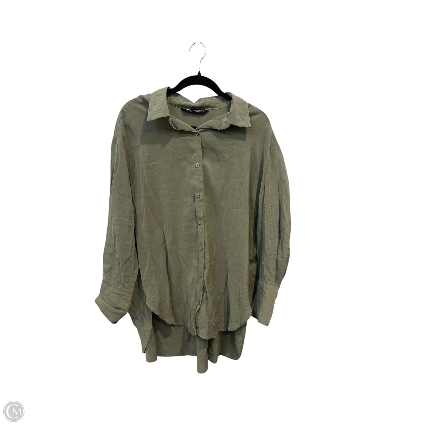 Top Long Sleeve By Zara In Green, Size: S