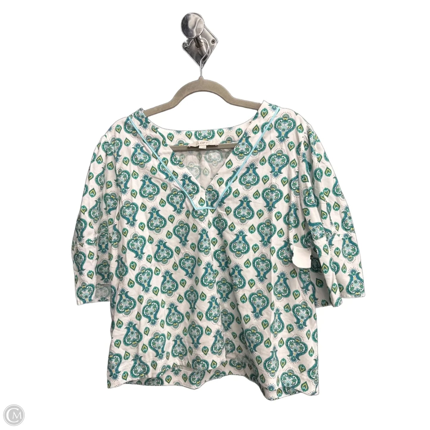 Top 3/4 Sleeve By Loft In Paisley Print, Size: L