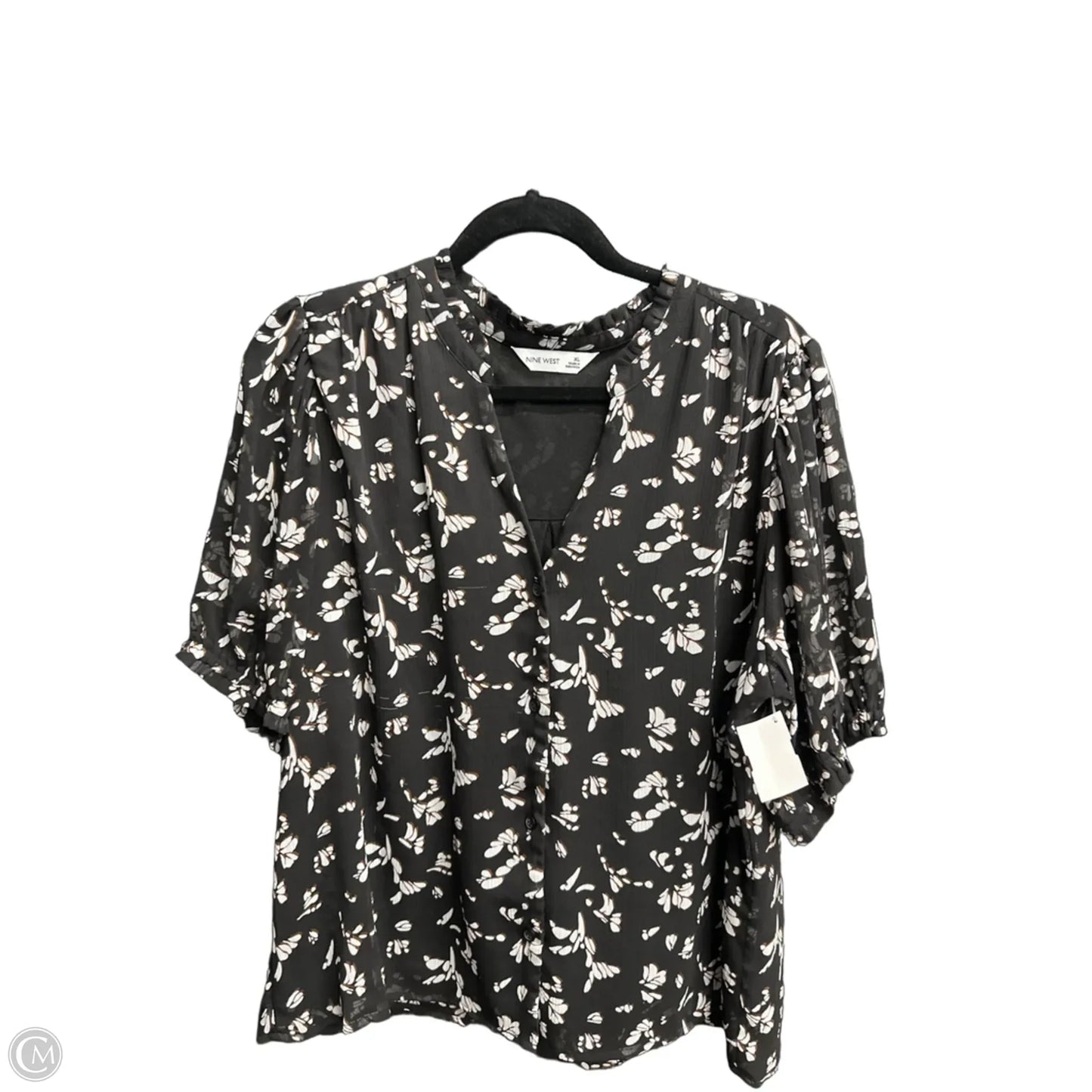 Top Short Sleeve By Nine West In Black & White, Size: Xl