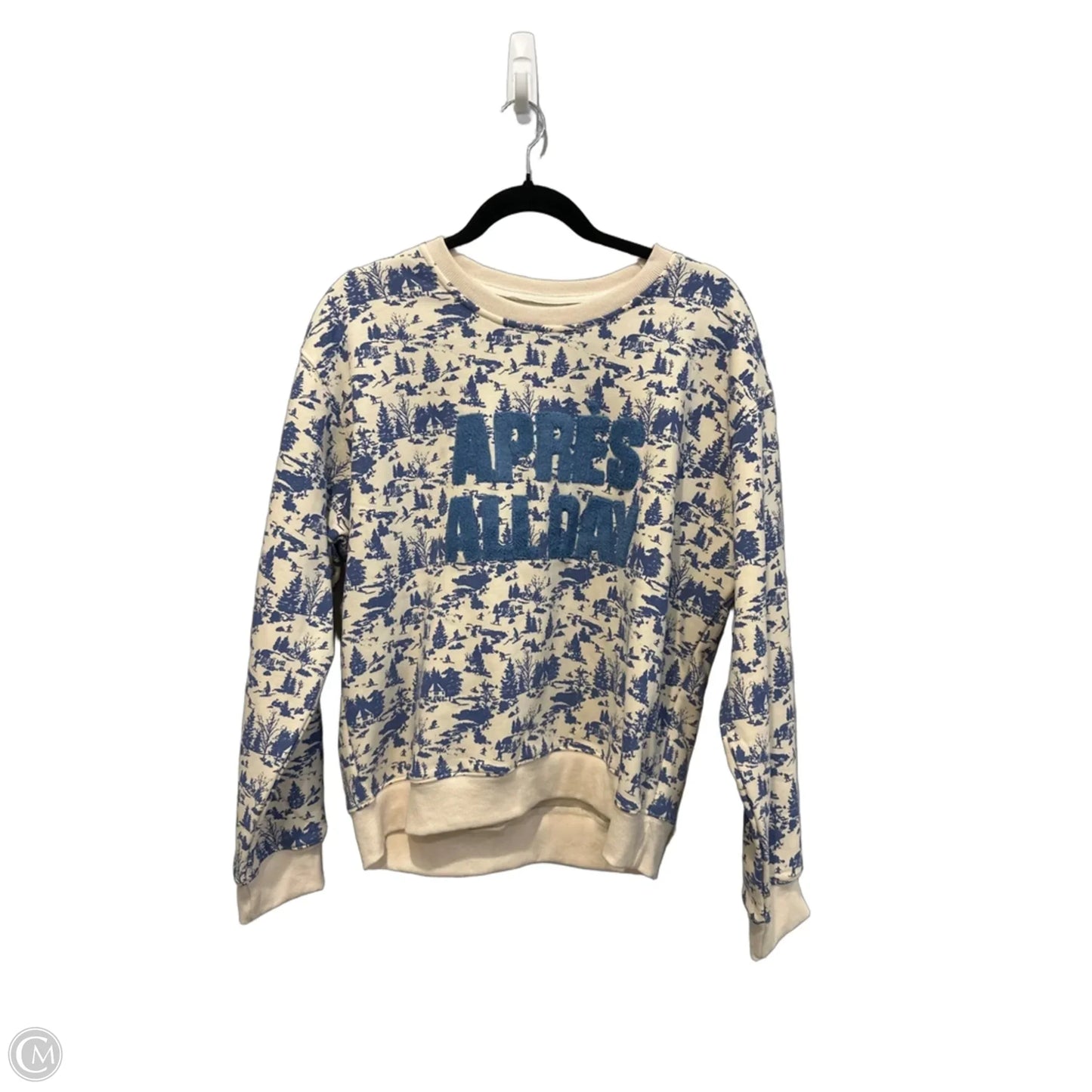 Top Long Sleeve By Umgee In Blue & Cream, Size: M