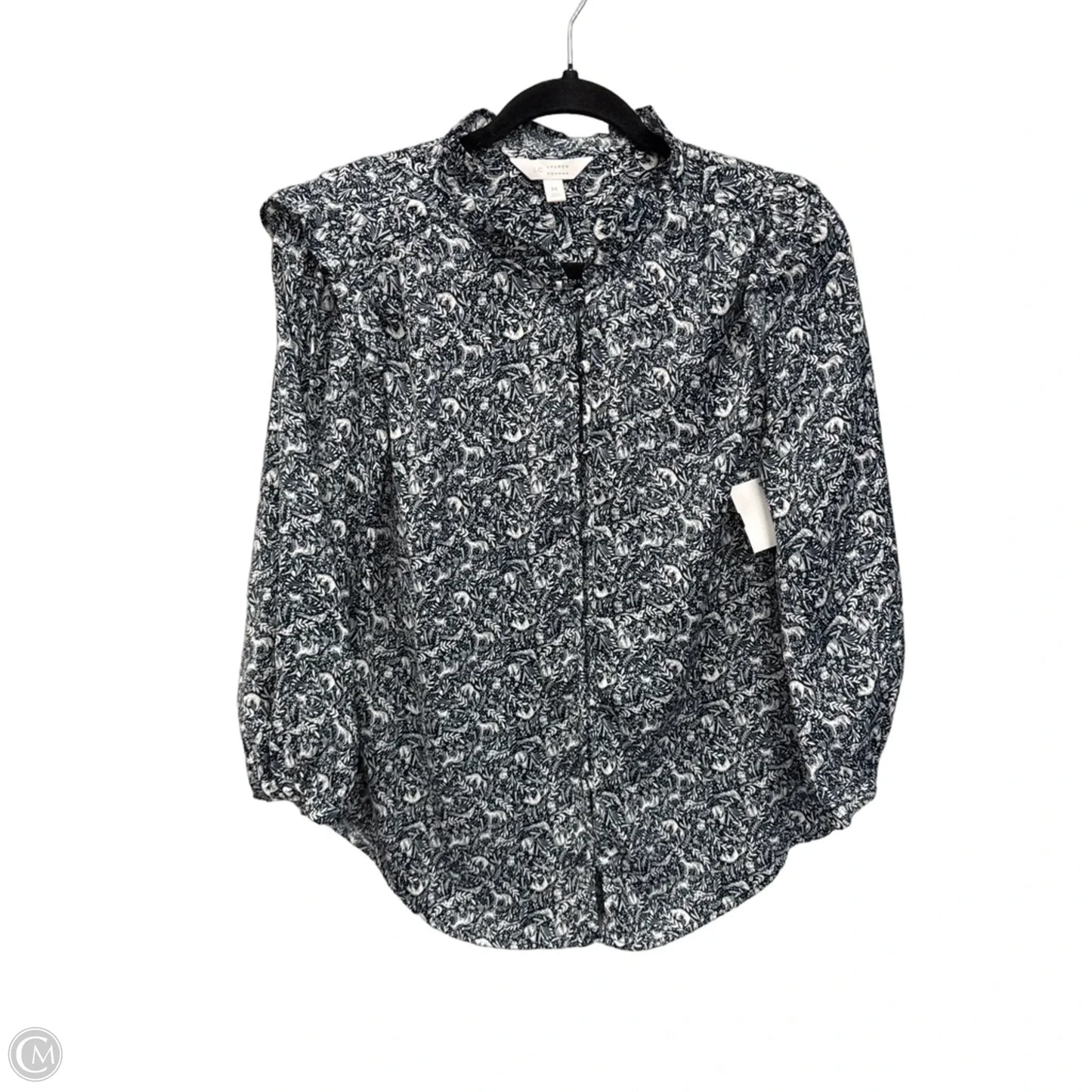 Blouse Long Sleeve By Lc Lauren Conrad In Navy, Size: M