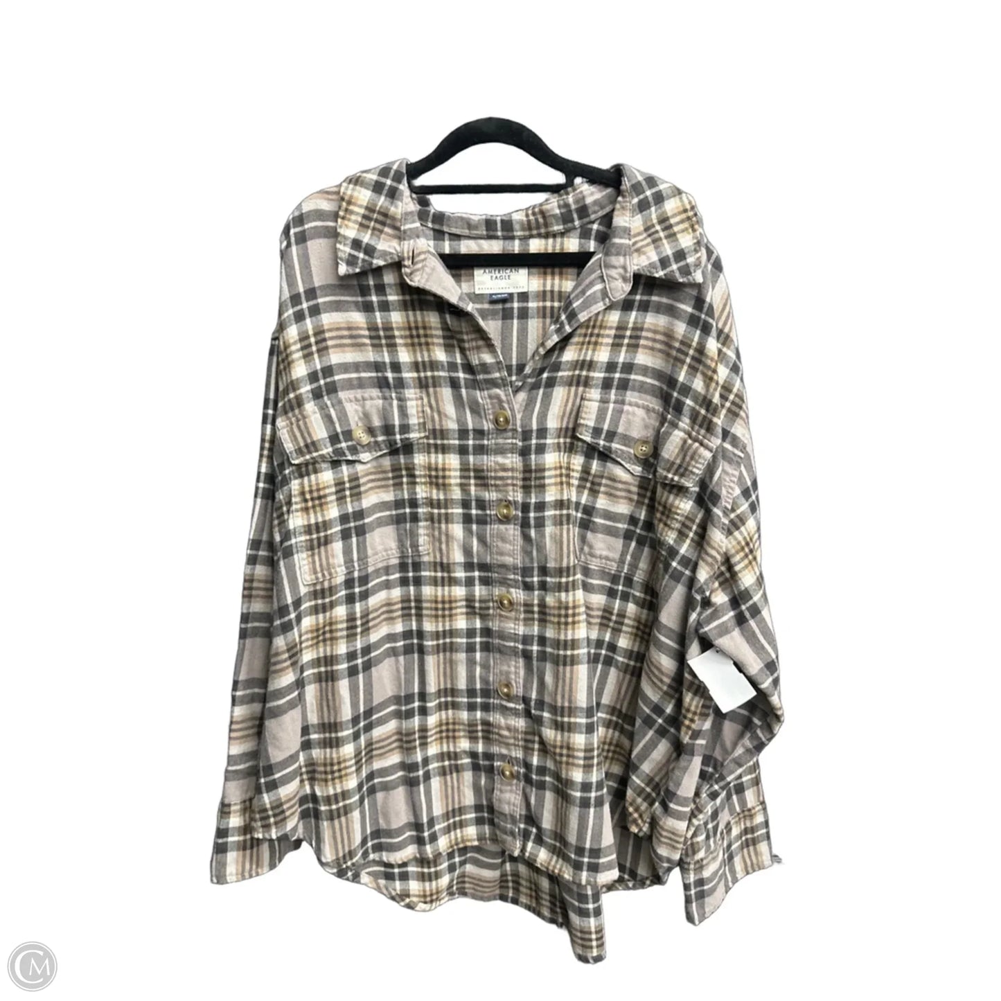 Jacket Shirt By American Eagle In Plaid Pattern, Size: XL