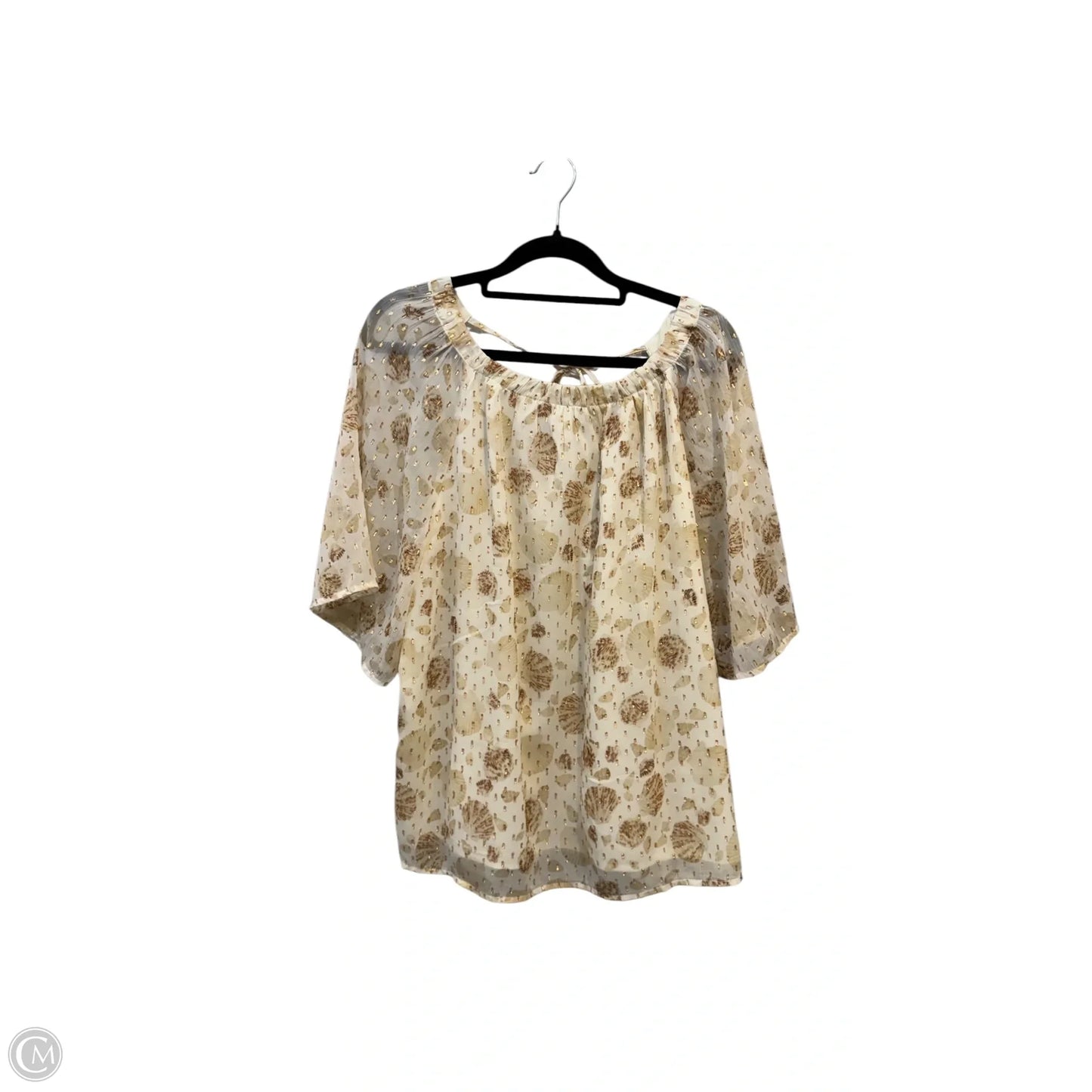 Top Short Sleeve By Loft In Cream, Size: L
