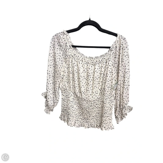 Top Short Sleeve By Anthropologie In Black & Cream, Size: L