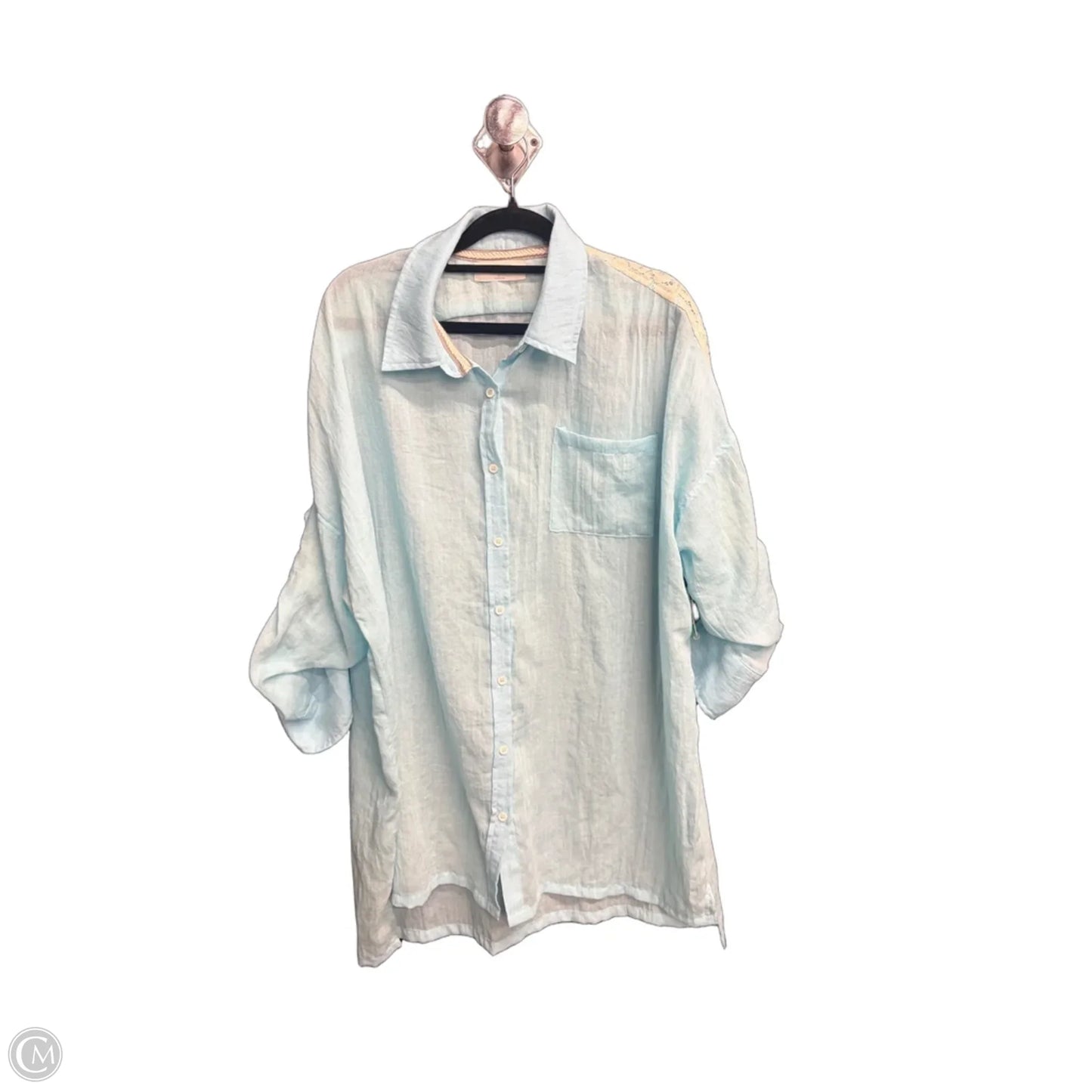 Top Long Sleeve By Peach Love Cream California In Blue, Size: M