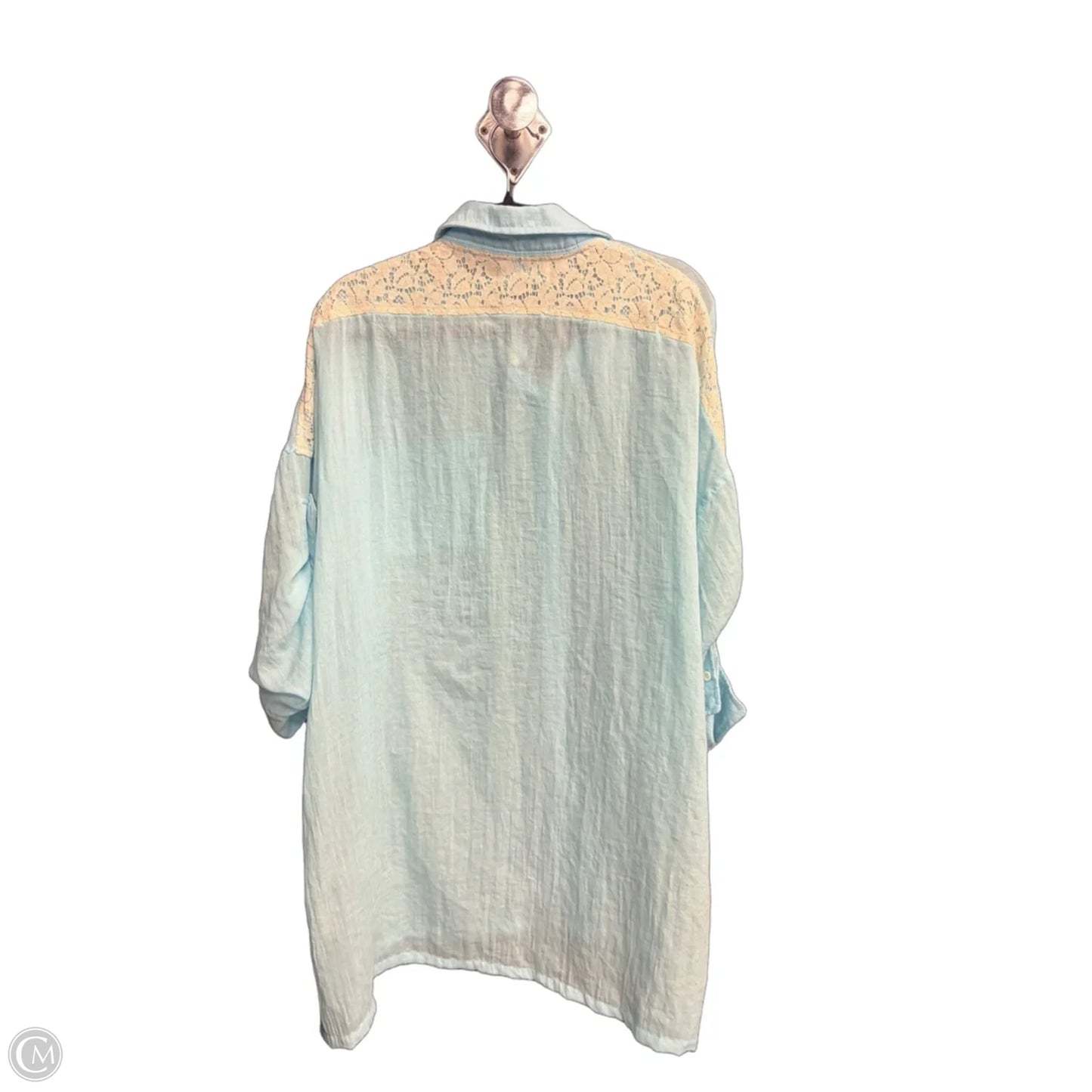 Top Long Sleeve By Peach Love Cream California In Blue, Size: M