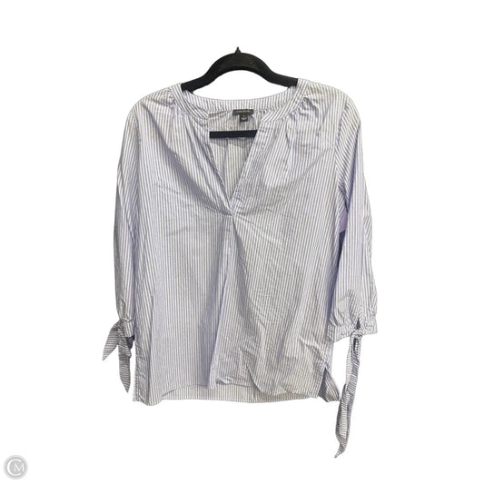 Top Short Sleeve By Ann Taylor In Blue & White, Size: S