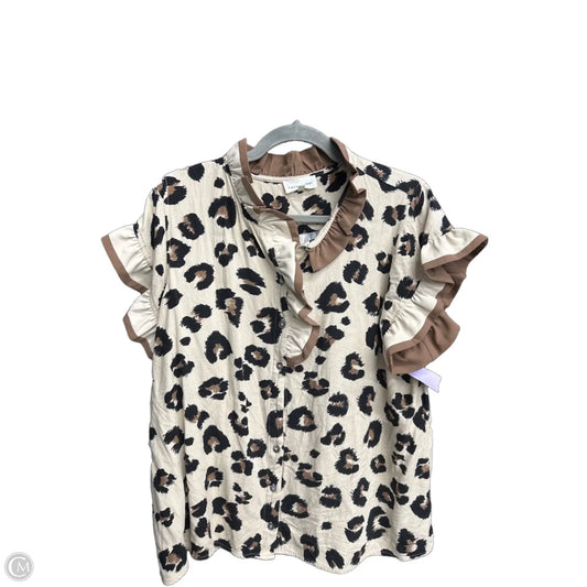 Top Short Sleeve By Entro In Leopard Print, Size: Xl
