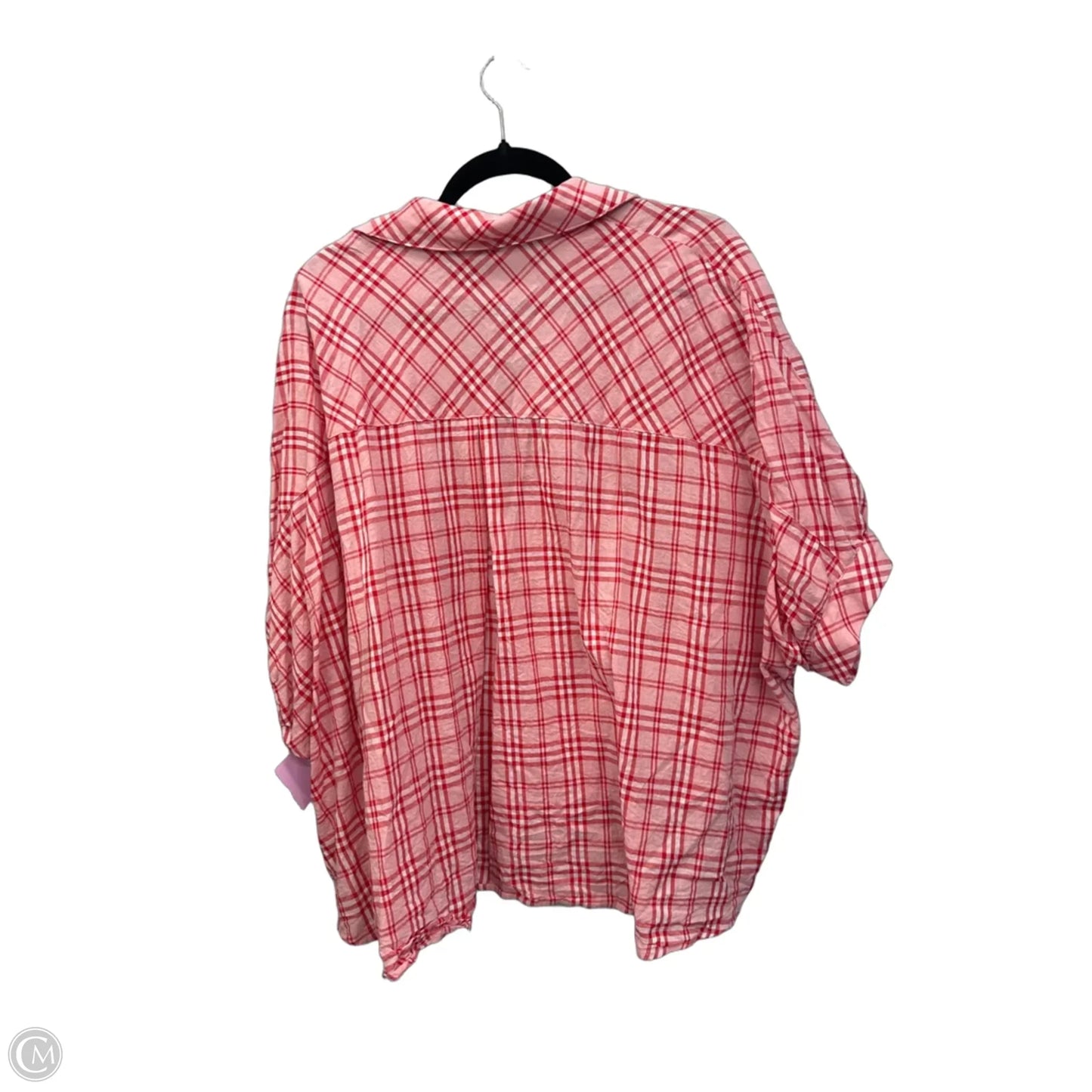Top Short Sleeve By Entro In Plaid Pattern, Size: L