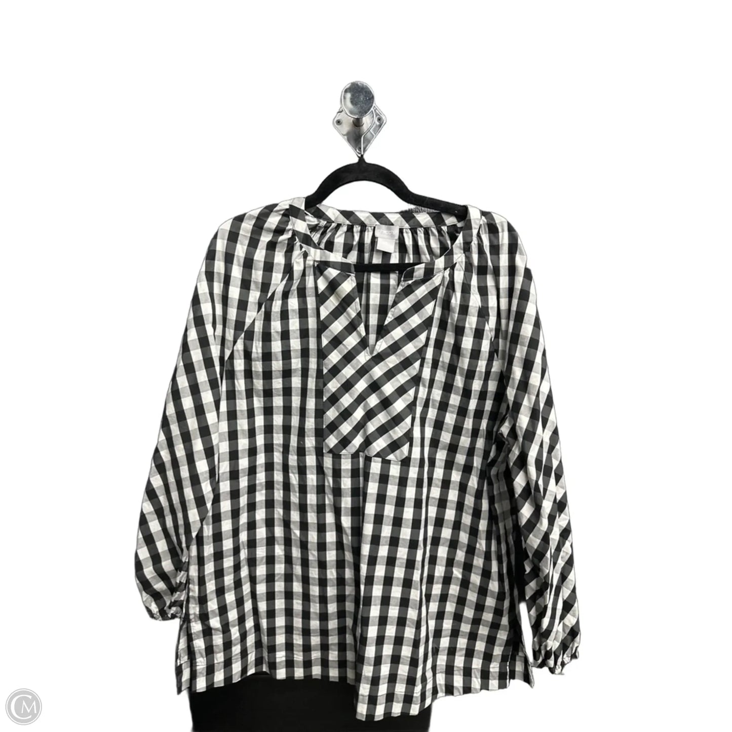 Top Long Sleeve By Chicos In Plaid Pattern, Size: L