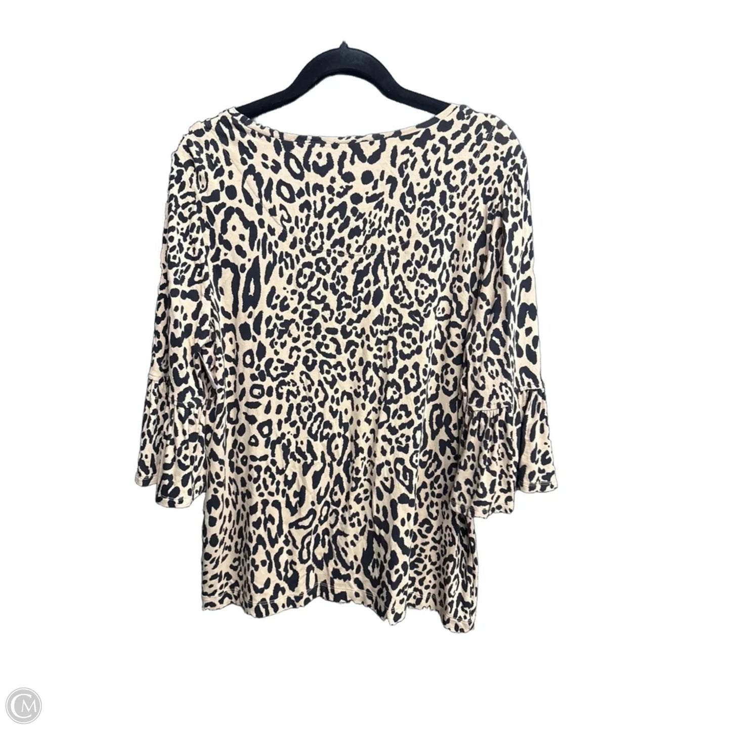 Top 3/4 Sleeve By Chicos In Leopard Print, Size: L