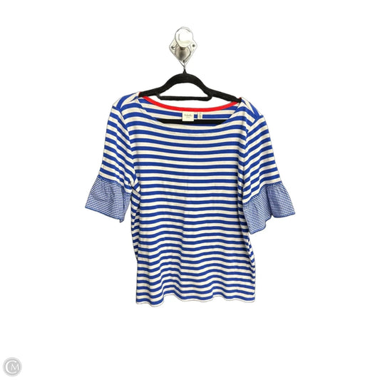 Top Short Sleeve By Rafaella In Striped Pattern, Size: L