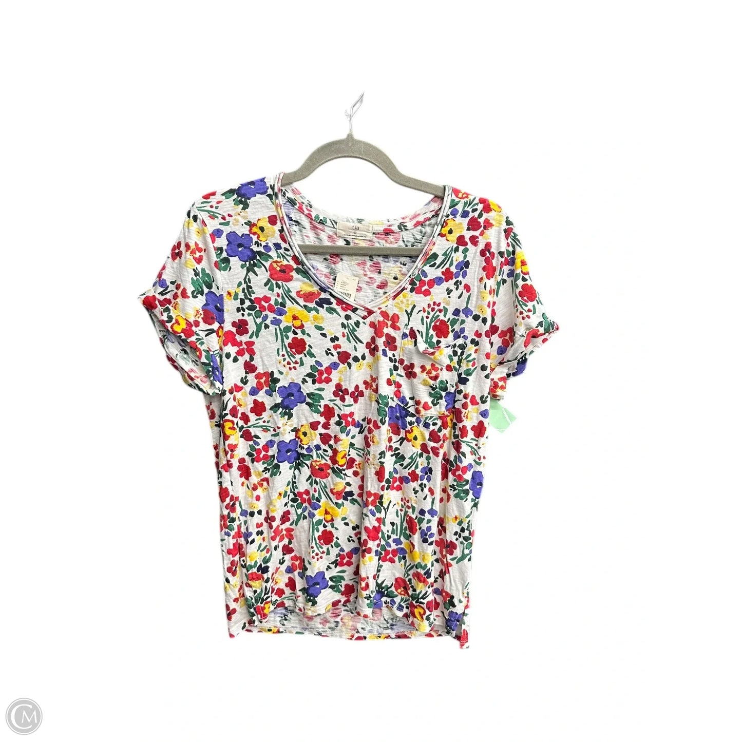 Top Short Sleeve By Tabacaru Swim In Floral Print, Size: S