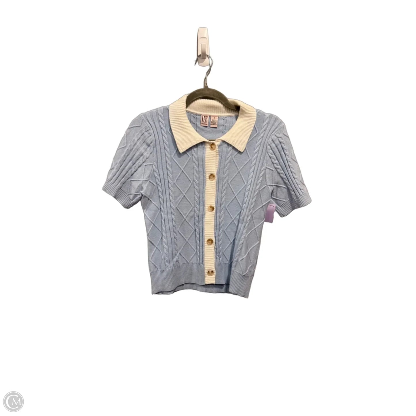 Blouse Short Sleeve By Love By Design In Blue & White, Size: M