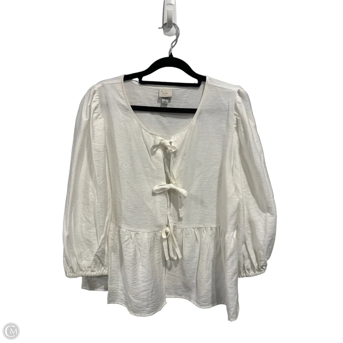 Top Long Sleeve By A New Day In White, Size: M