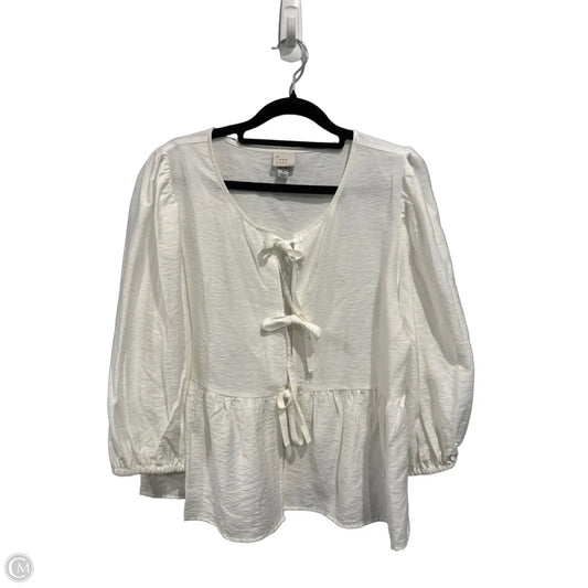 Top Long Sleeve By A New Day In White, Size: M