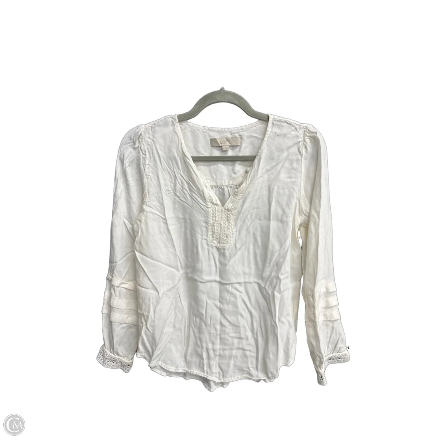 Top Long Sleeve By Loft In White, Size: S