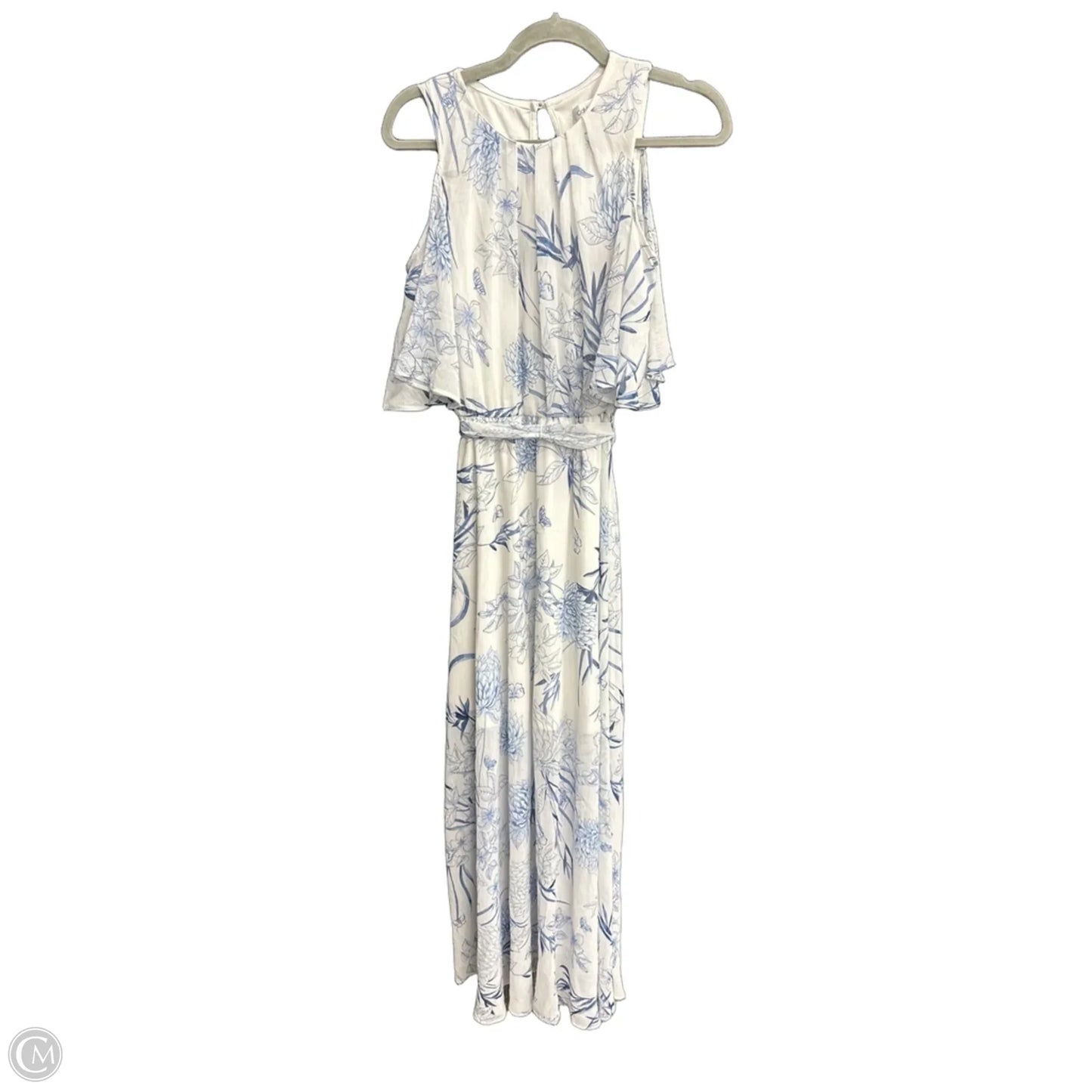 Dress Casual Maxi By Calvin Klein In Blue & White, Size: M