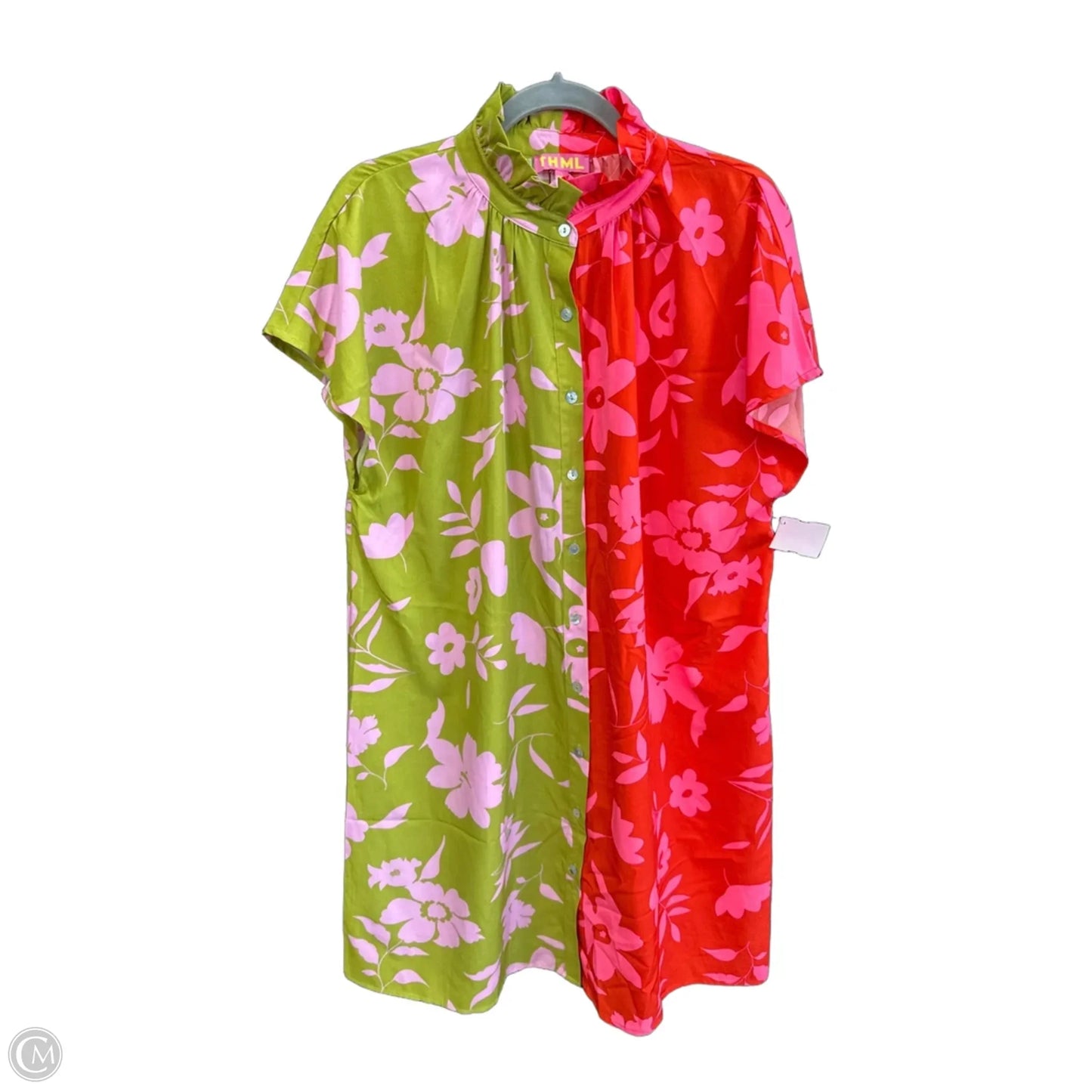 Dress Casual Short By Thml In Green & Red, Size: L