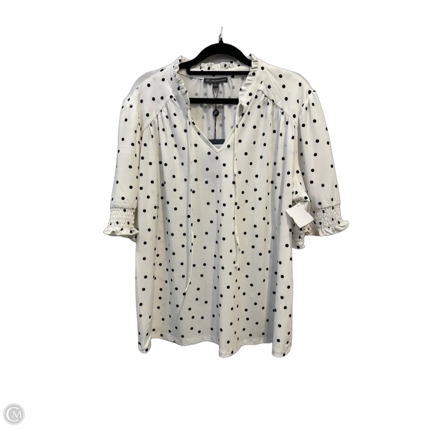 Top Short Sleeve By Adrianna Papell In Polkadot Pattern, Size: Xl