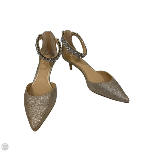 Shoes Heels Kitten By Badgley Mischka In Cream & Silver, Size: 9.5