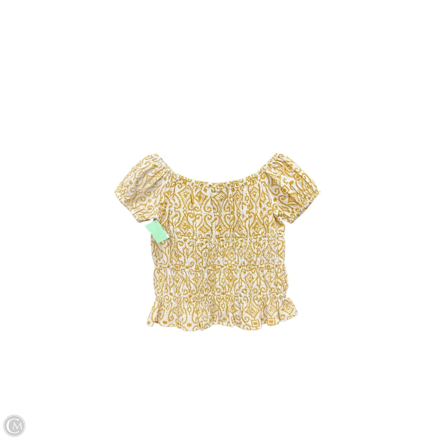 Top Short Sleeve By Clothes Mentor In White & Yellow, Size: Xs
