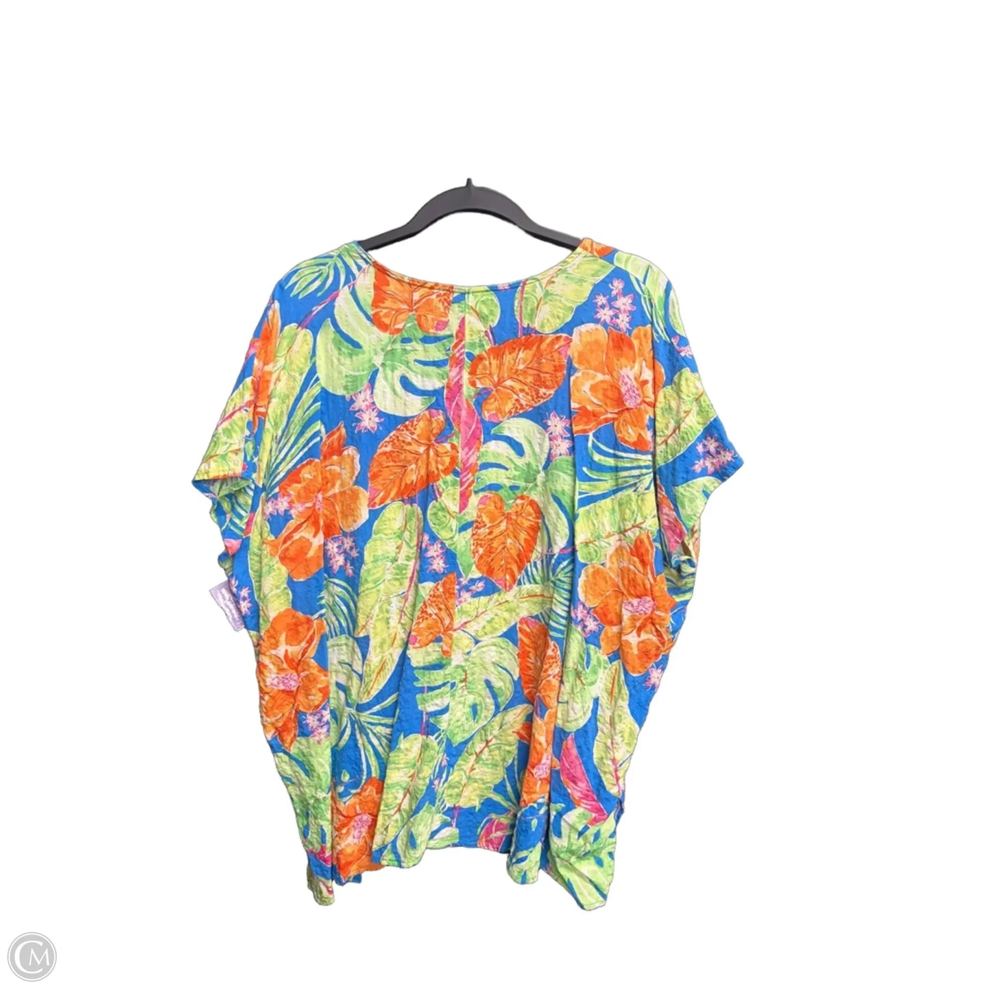 Top Short Sleeve By Cotton Bleu In Tropical Print, Size: Xl