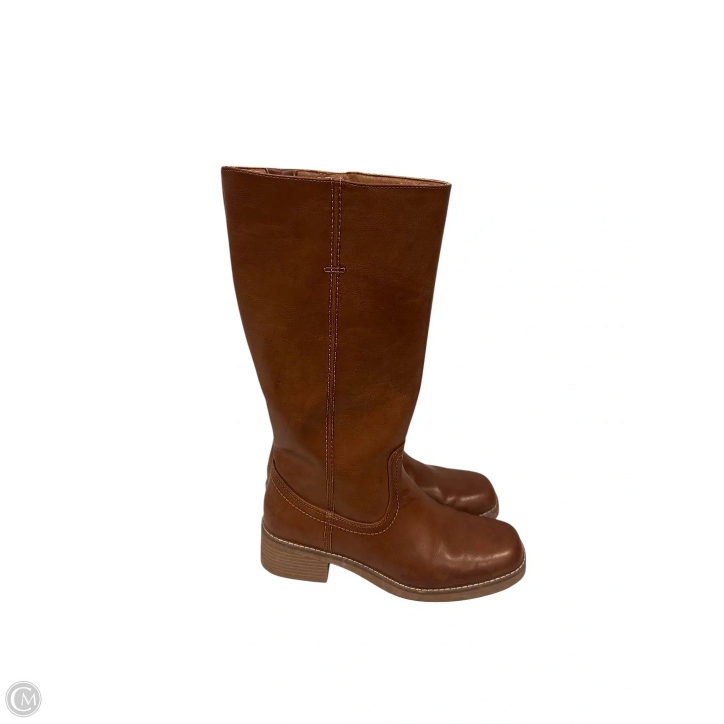 Boots Mid-calf Flats By Clothes Mentor In Brown, Size: 9