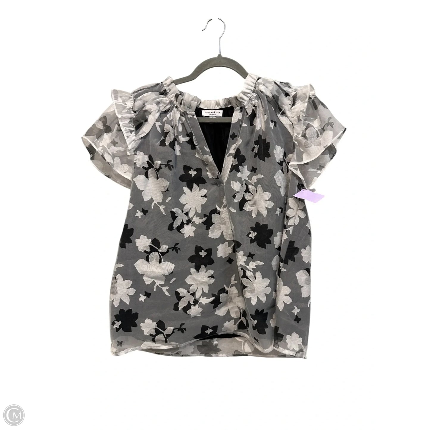 Top Short Sleeve By Current Air In Grey & White, Size: M