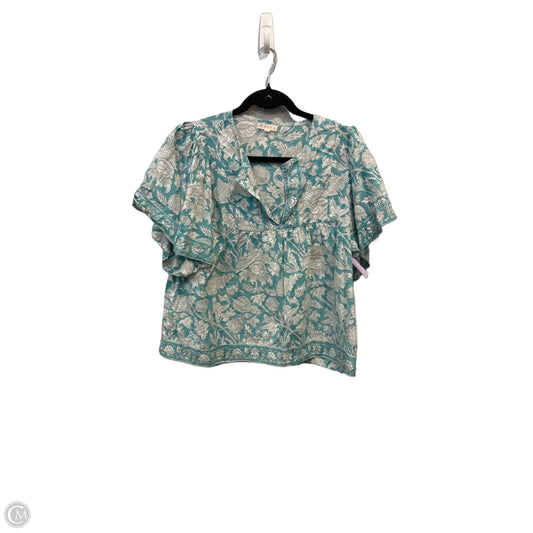 Blouse Short Sleeve By Clothes Mentor In Blue & White, Size: M