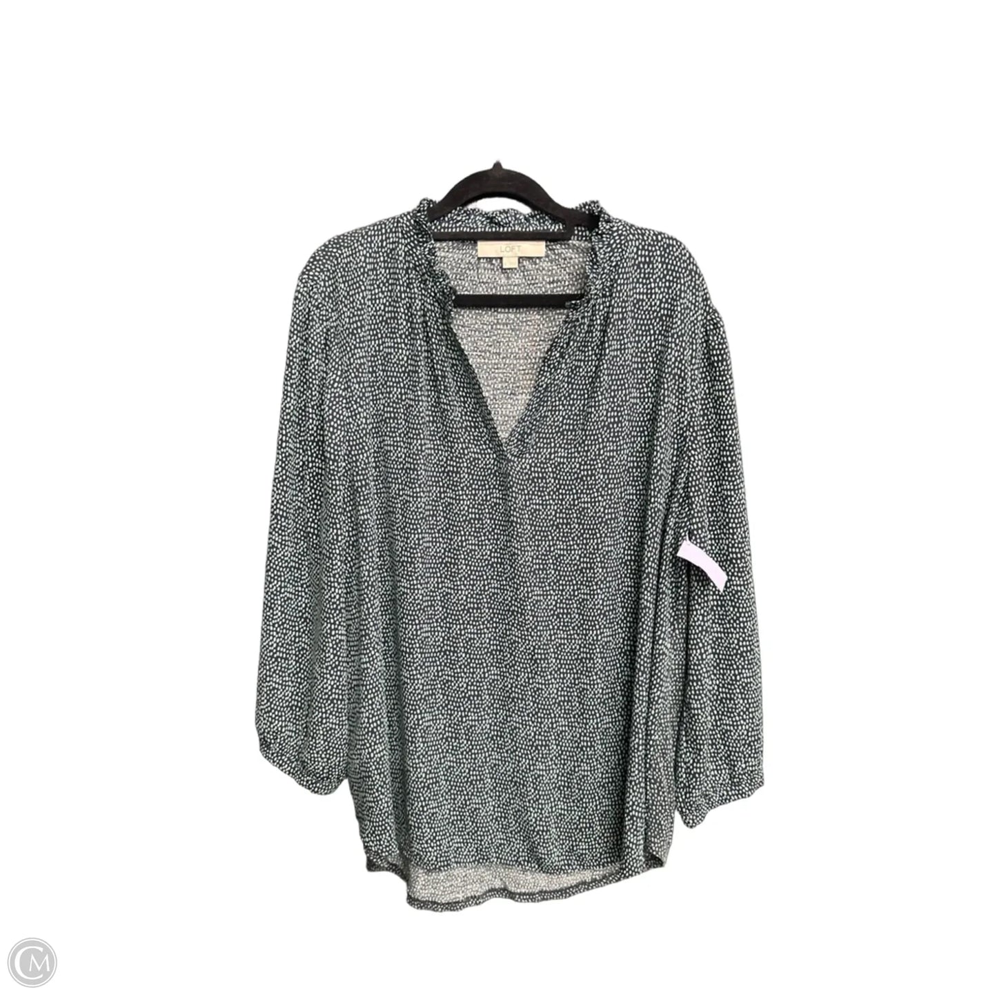 Blouse Long Sleeve By Loft In Black & Green, Size: L