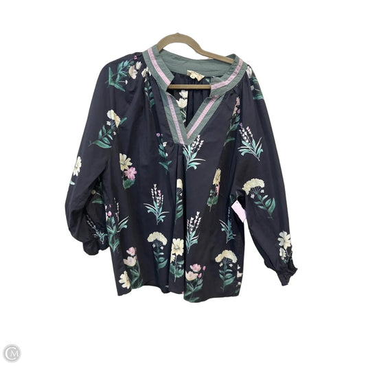 Blouse 3/4 Sleeve By Umgee In Navy, Size: 2x
