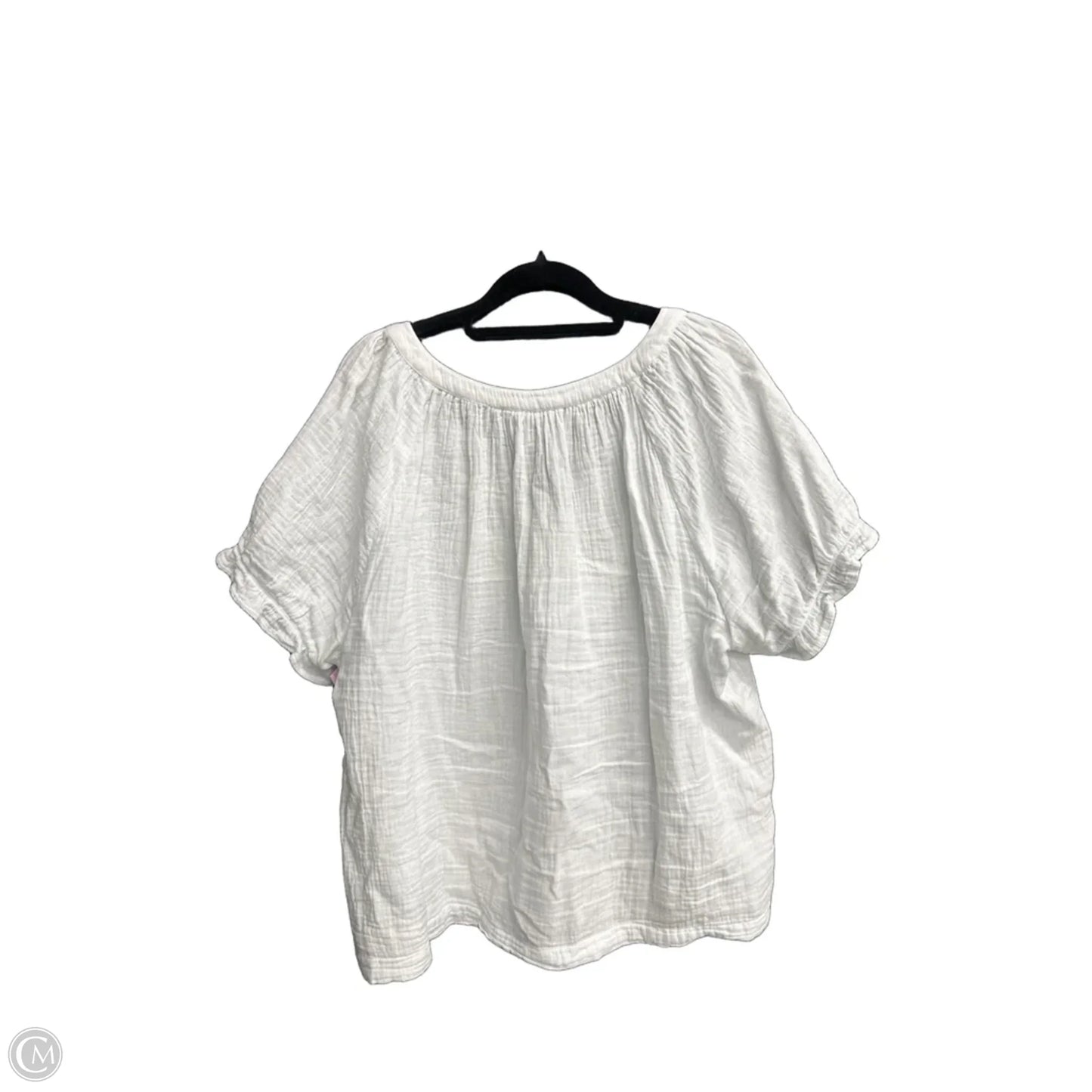 Blouse Short Sleeve By Lucky Brand In White, Size: L