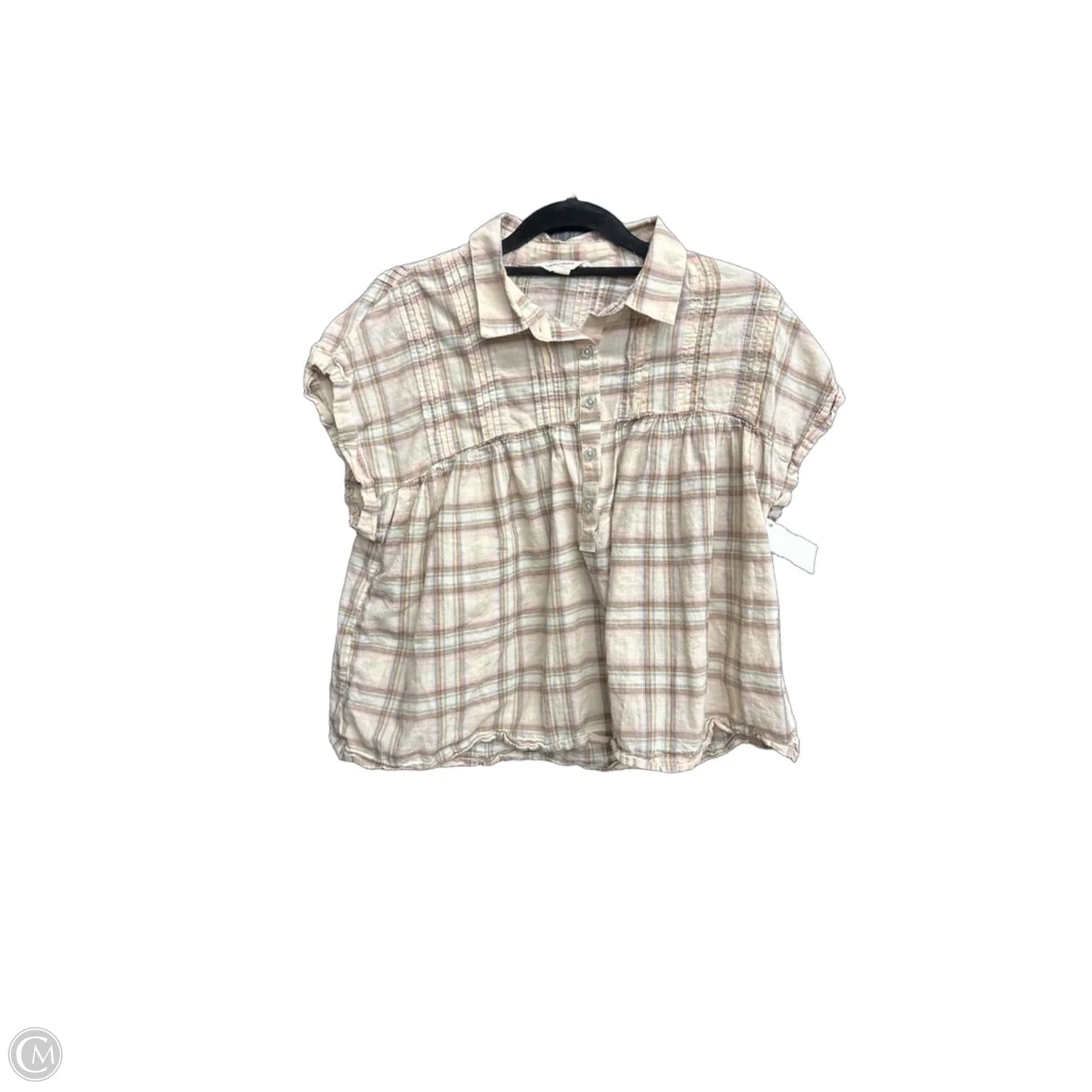 Top Short Sleeve By Lucky Brand In Plaid Pattern, Size: S