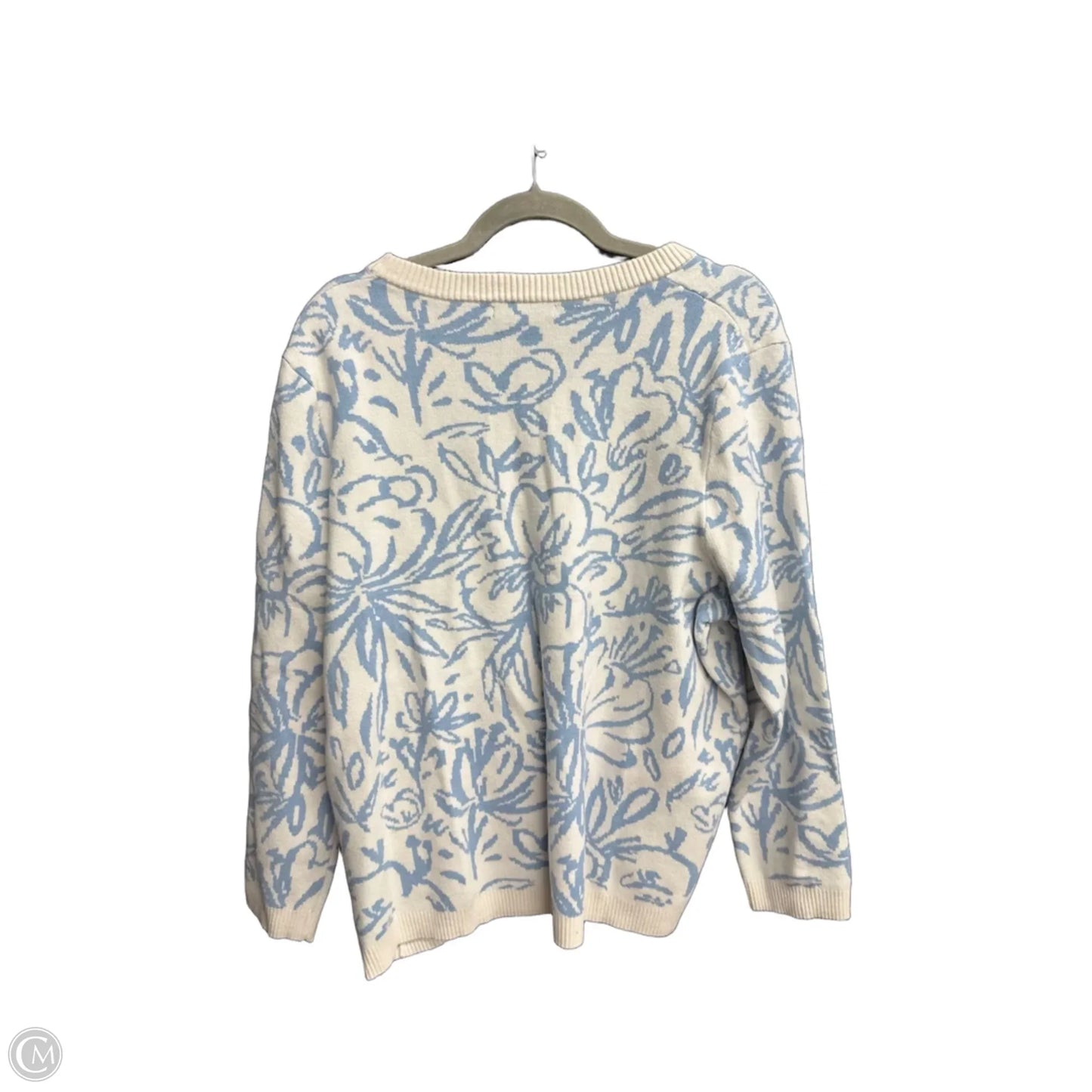 Sweater By Tahari In Blue & White, Size: 2x