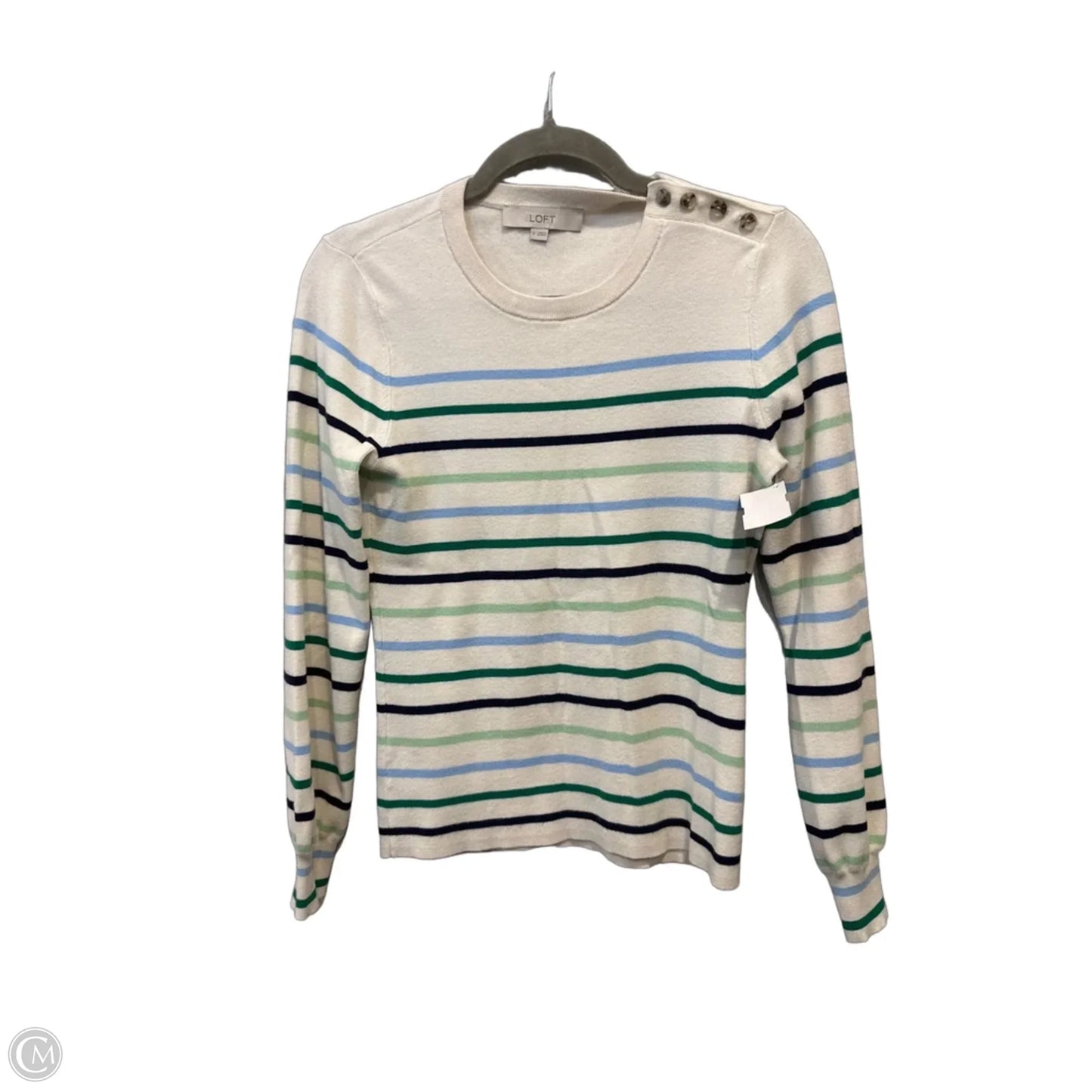 Top Long Sleeve By Loft In Striped Pattern, Size: S