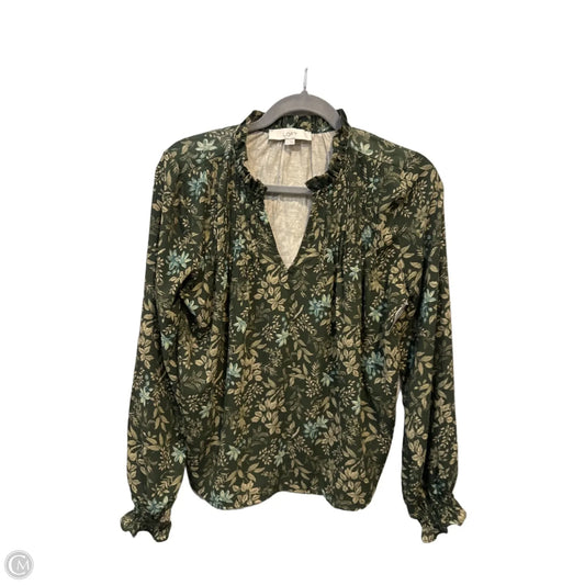 Blouse Long Sleeve By Loft In Green, Size: Xs