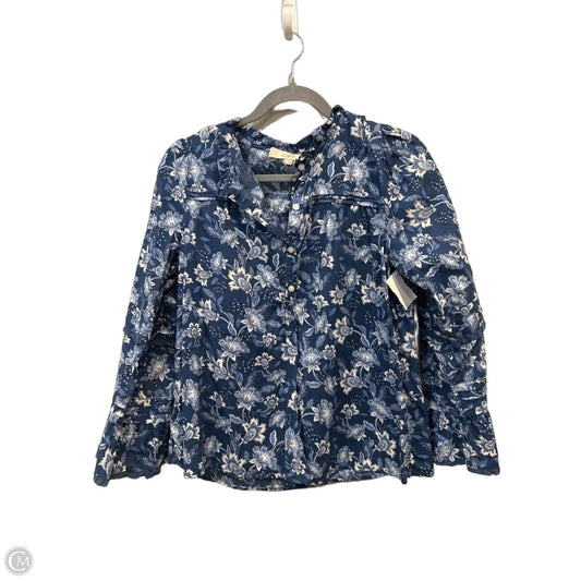Blouse Long Sleeve By Loft In Blue, Size: S
