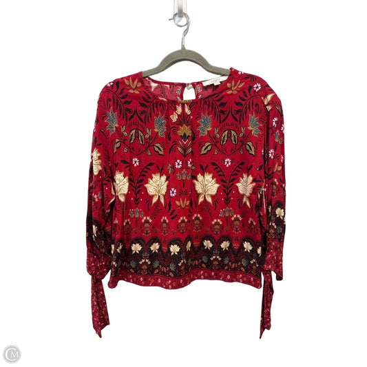 Blouse Long Sleeve By Loft In Black & Red, Size: Xs