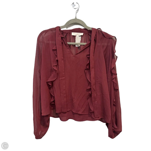 Blouse Long Sleeve By Loft In Maroon, Size: Xs