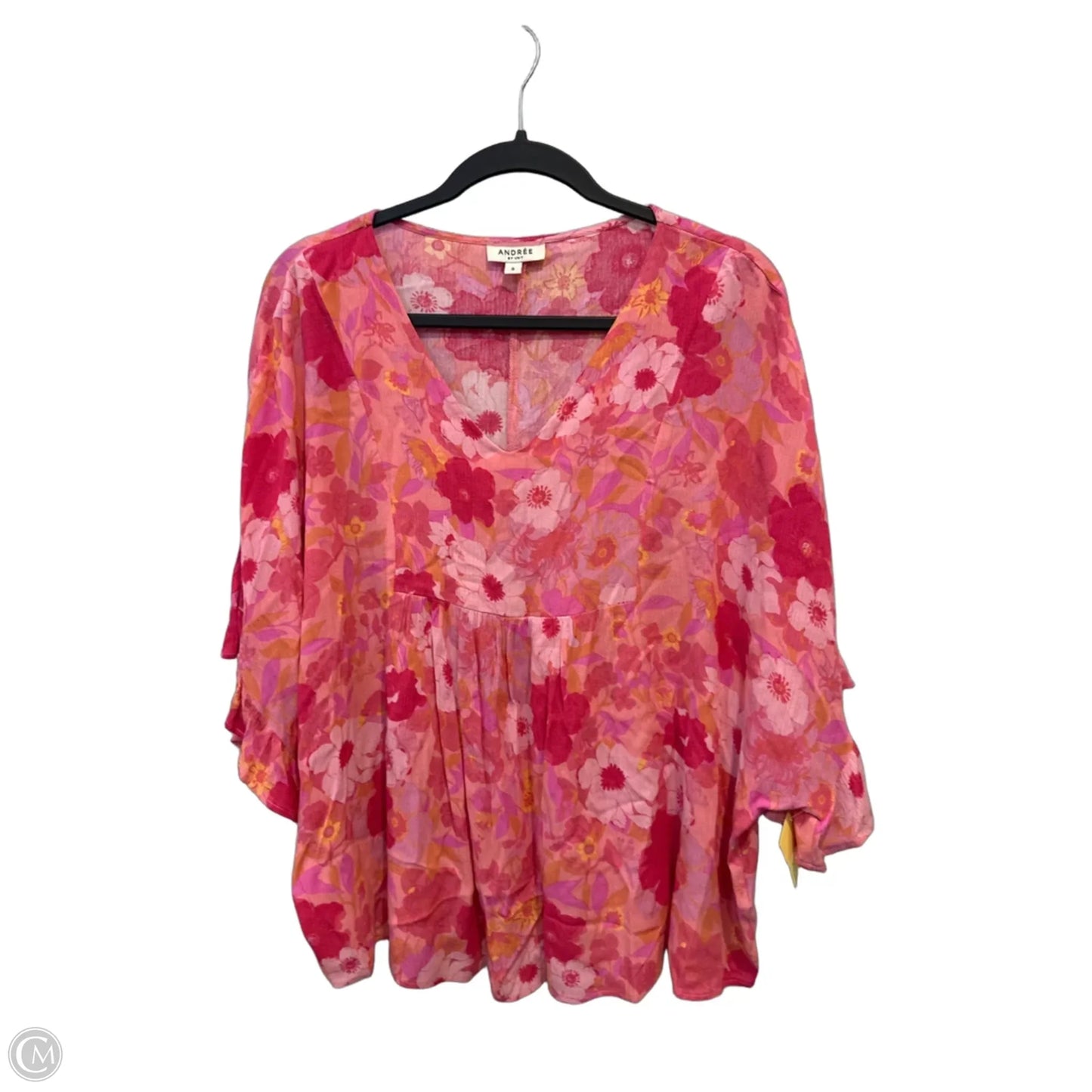 Top Short Sleeve By Andree By Unit In Orange & Pink, Size: S