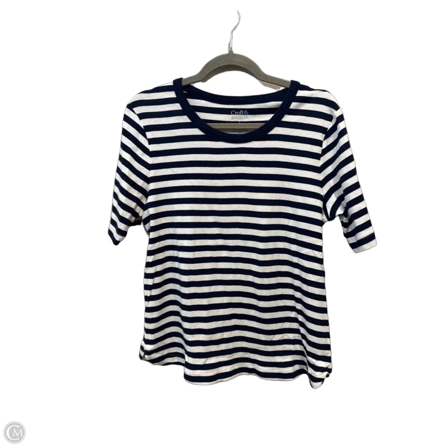 Top Short Sleeve By Croft And Barrow In Striped Pattern, Size: L