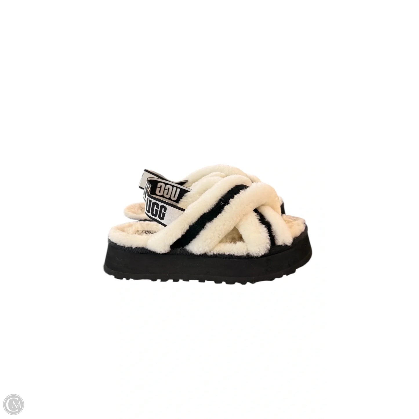 Slippers Designer By Ugg In Black & White, Size: 9