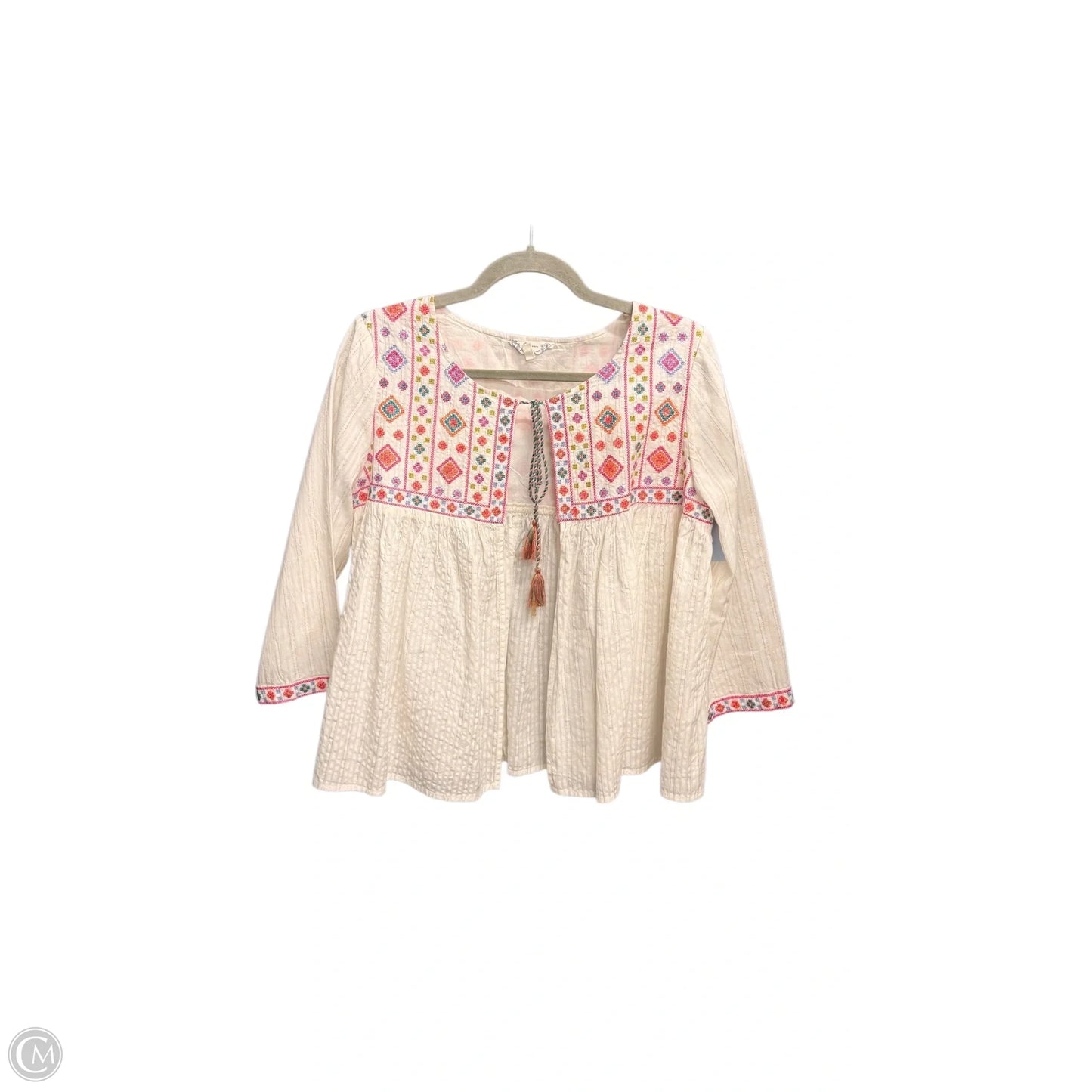 Jacket Shirt By Clothes Mentor In White, Size: M