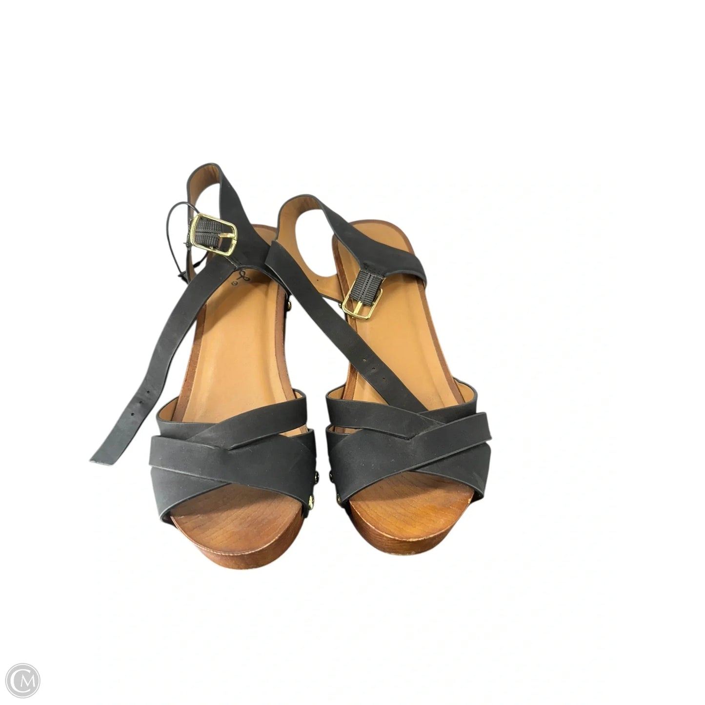 Sandals Heels Block By Qupid In Black & Brown, Size: 7.5